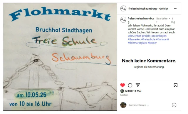 Wir freuen uns das auch die @freieschuleschaumburg bei unserem Flohmarkt mit macht.