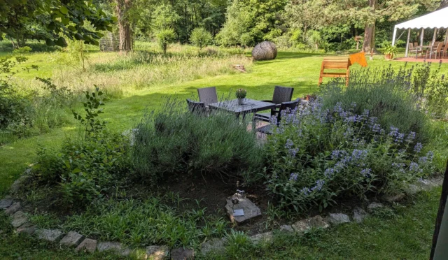 Unsere Sitzgruppe im Kräuterbeet lädt bei diesem schönen Wetter zum Verweilen ein.
Bei einer heißen Tasse Kaffee oder doch lieber ein kühles Getränk mit einem selbstgebackenen Stück Kuchen wie z.B. für kurze Zeit im Angebot Erdbeer-Schmand Kuchen, Käse oder Karottenkuchen im Glas.

Wir freuen uns auf euren Besuch.