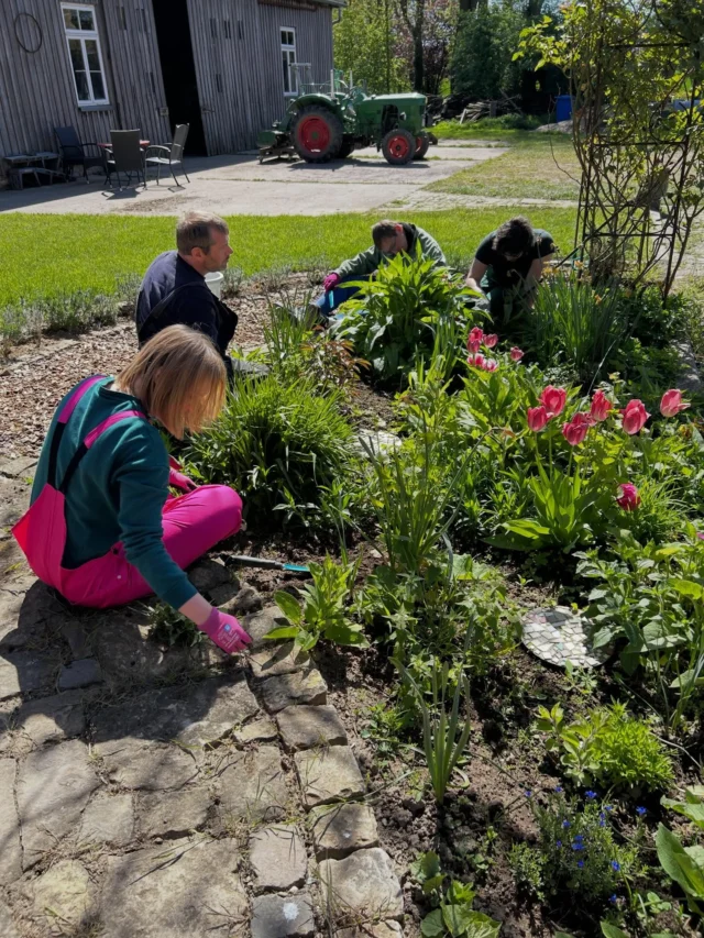 Wie die Blumen im Beet gehen auch unsere Bewohner und Mitarbeiterinnen ganz in der Gartenarbeit unserer heiminternen Tagesstruktur auf 😉🌸🌹Dabei kommen gute Gemeinschaft und ein wenig Spaß nicht zu kurz. 

#gartenarbeit #gemeinsam #blumenliebe #hofleben #frühling